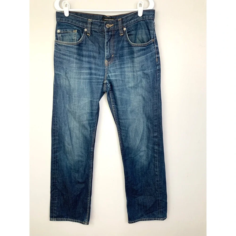 Banana Republic Men's Sz 32x32 Straight Leg Blue Jeans 100% Cotton Casual